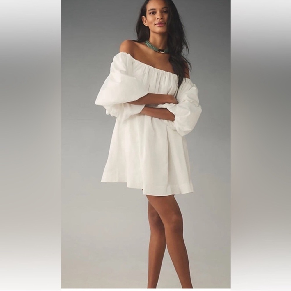 Anthropologie x Mare Mare White Off-Shoulder Mini Dress XS